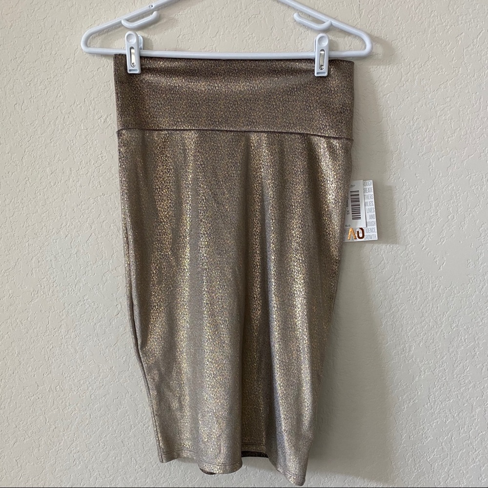 Gold shimmer pencil skirt
